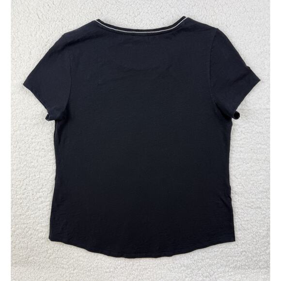 Chicos Zenergy Tee Women’s M Black Front Print Bling Round Neck Short Sleeve - Picture 5 of 9